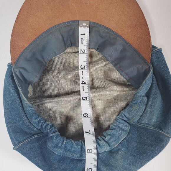 VTG Levi Strauss Cap Blue Denim Leather Brim Orange Tab 70s Newsboy Hat Levi\'s main image 5